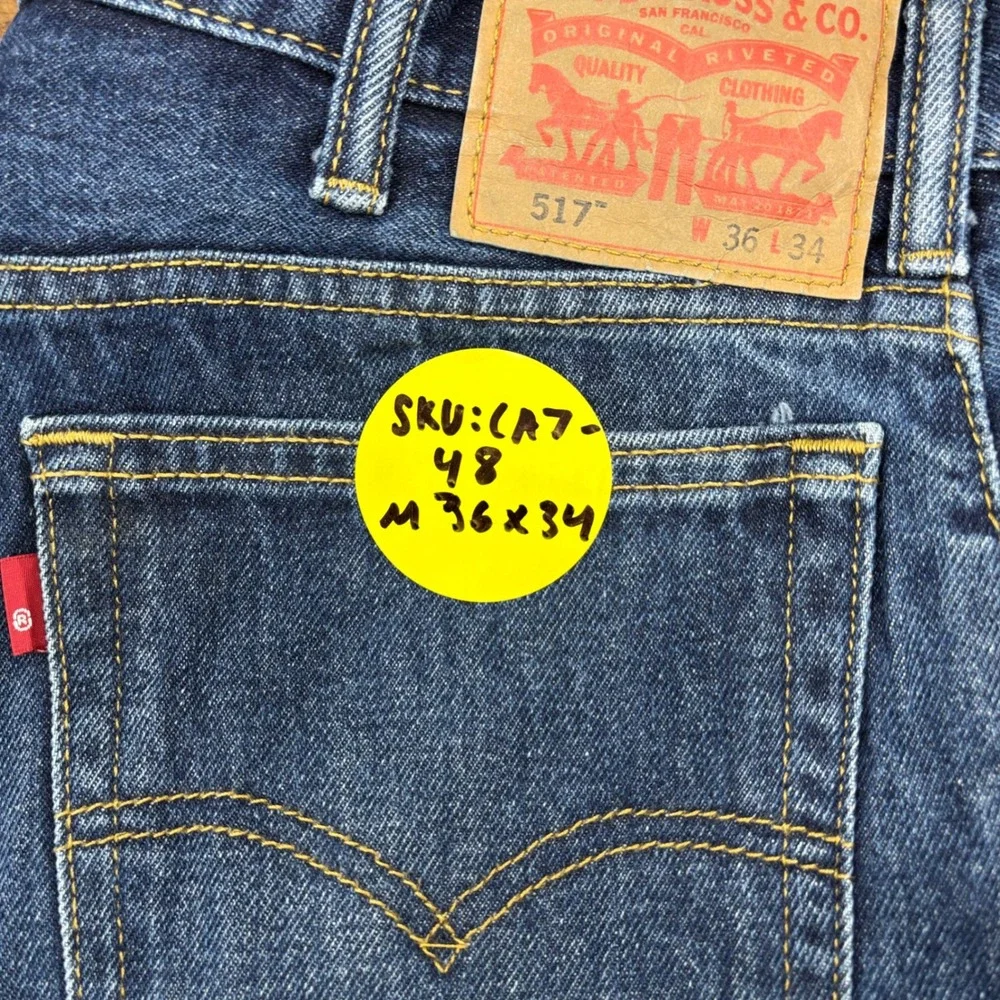 Vintage Levis 517 Mens 36x33 Bootcut Jeans  Light Distressed Festival  Denim